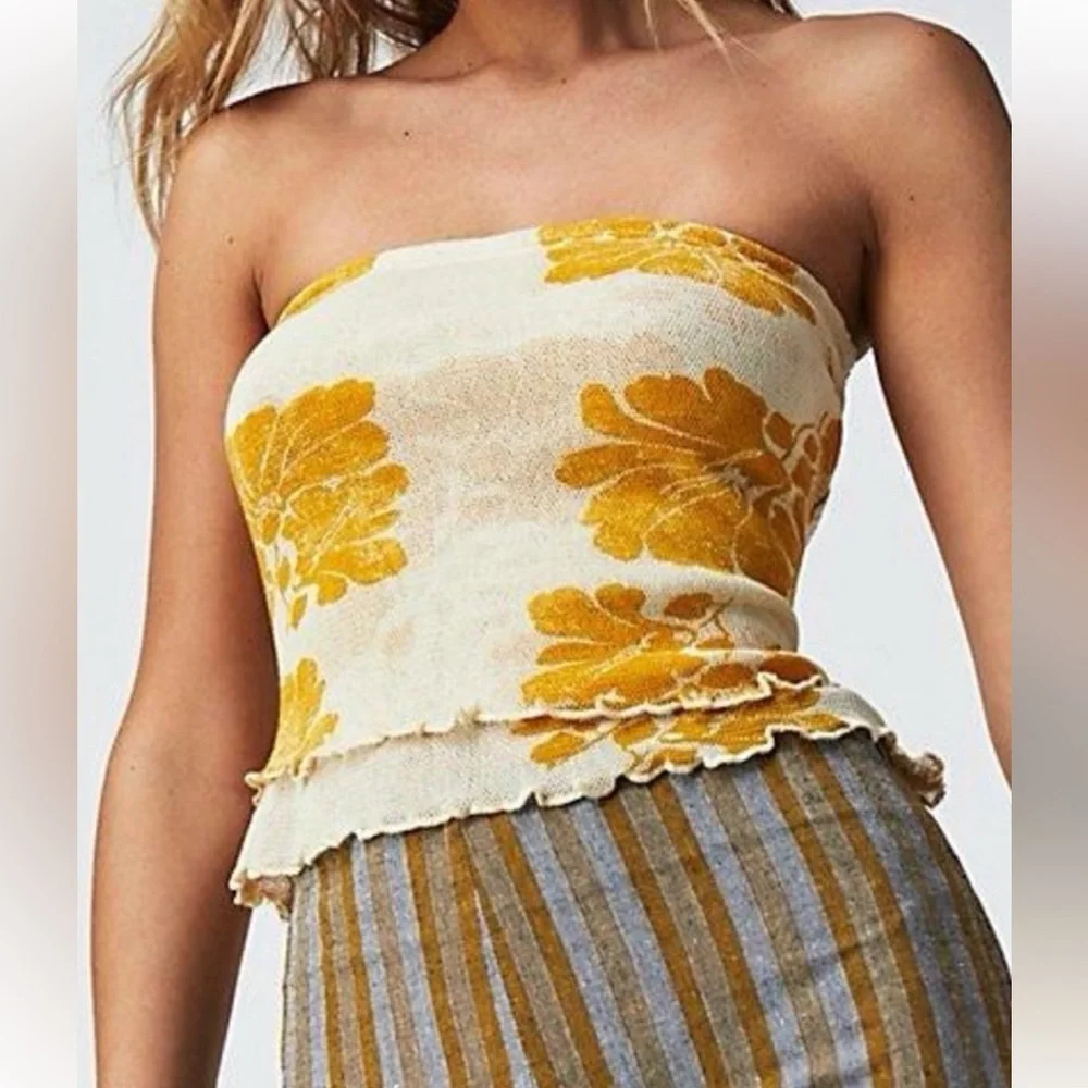 Free People yellow poppy tube top - Picture 1 of 10